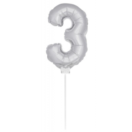 Folie ballon zilver drie 38cm