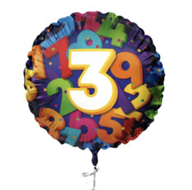 Drie jaar heliumballon 45cm