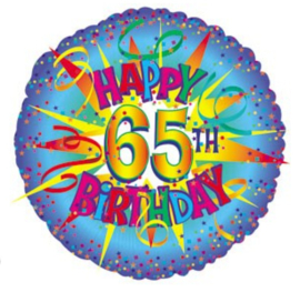 Verjaardag 65 jaar heliumballon 45cm