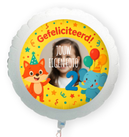 Gefeliciteerd 2 jaar folie ballon XL met eigen foto 58cm