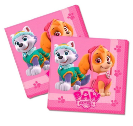 Paw Patrol servetten roze 20 stuks 33x33cm