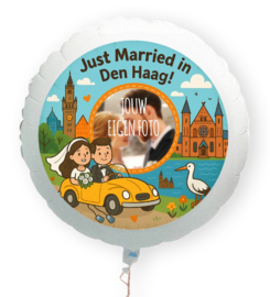Just Married in Den Haag folie ballon XL met eigen foto 58cm