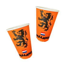 Oranje leeuw voetbal bekers groot 8 stuks