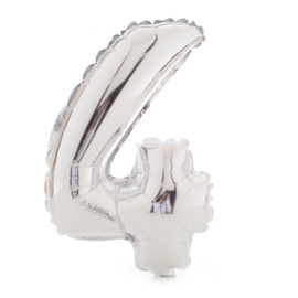 Folie ballon vier zilver 86cm