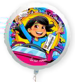 Gefeliciteerd met je rijbewijs folie ballon XL met eigen naam 58cm