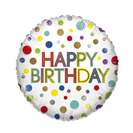 Verjaardag gekleurde stippen heliumballon 45cm