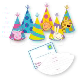 Peppa Pig uitnodigingen | feesthoedjes 6 stuks