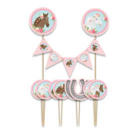 Paarden taart versiering set