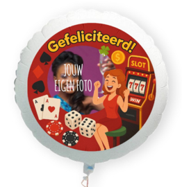 Casino Gefeliciteerd folie ballon XL met eigen foto 58cm