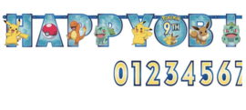 Pokemon Happy Birthday letterslinger XL met eigen leeftijd 3,2m