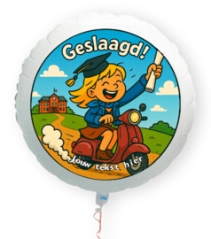 Geslaagd meisje folie ballon XL met eigen tekst 58cm