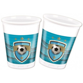 Voetbal bekers plastic 8 stuks