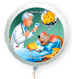 Beterschap muis met kaas folie ballon XL met eigen naam 58cm