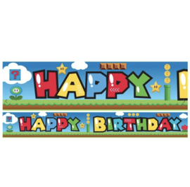 Super Mario Happy Birthday banner 3 stuks 1m