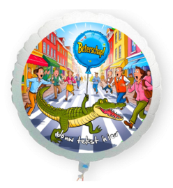 Krokodil beterschap folie ballon XL met eigen tekst 58cm