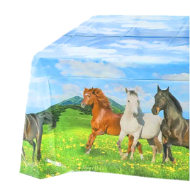 Paarden tafelkleed plastic 220x220cm