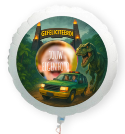Dinosaurus Gefeliciteerd folie ballon XL met eigen foto 58cm