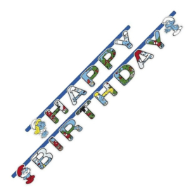 De Smurfen letterslinger Happy Birthday