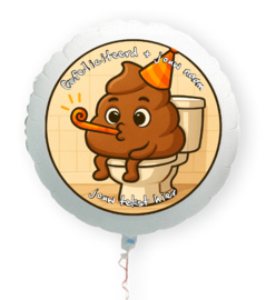 Poop folie ballon XL met eigen naam en tekst 58cm