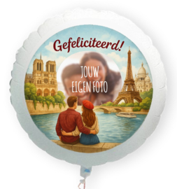 Parijs Gefeliciteerd folie ballon XL met eigen foto 58cm