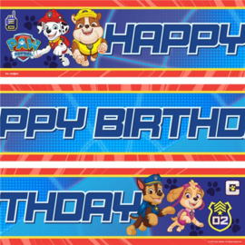Paw Patrol banners Happy Birthday 3 stuks 1m
