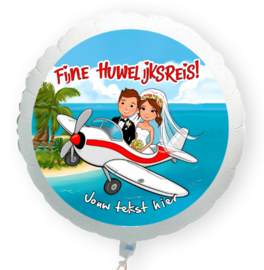 Fijne Huwelijksreis folie ballon XL met eigen tekst 58cm