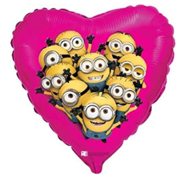 Minions roze hart folie ballon 45cm