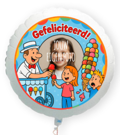 Ijscoman met ijsje folie ballon XL met eigen foto 58cm