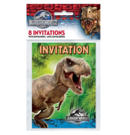 Jurassic World uitnodigingen met enveloppen 8st