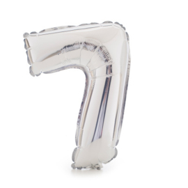 Folieballon zeven zilver 86cm