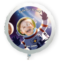 Ruimtevaart astronaut folie ballon XL met eigen foto 58cm