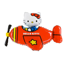 Hello Kitty folie ballon vliegtuig rood 61cm