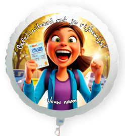 Gefeliciteerd met je rijbewijs folie ballon XL met eigen naam 58cm