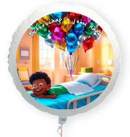 Beterschap jongen in ziekenhuis met ballonnen folie ballon XL met eigen naam 58cm