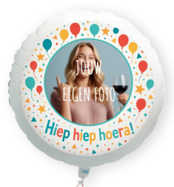 Hiep hiep hoera folie ballon XL met eigen foto 58cm