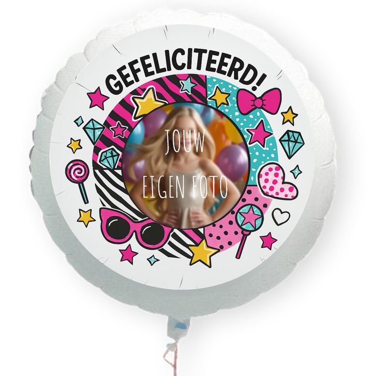 Glamour girl Gefeliciteerd folie ballon XL met eigen foto 58cm