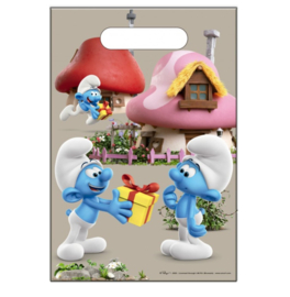 Smurfen feestzakjes papier 6 stuks plastic 23x16cm