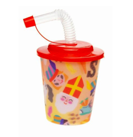 Sinterklaas 3D drinkbeker met riet 250ml