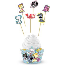 Woezel en Pip cupcake decoratie set 6 stuks