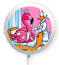 Beterschap flamingo ziekenhuis folie ballon XL met eigen naam 58cm