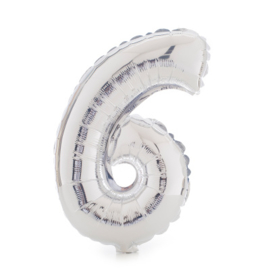 Folieballon zes zilver 86cm