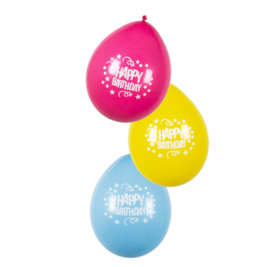 Happy Birthday ballonnen 6 stuks 25cm