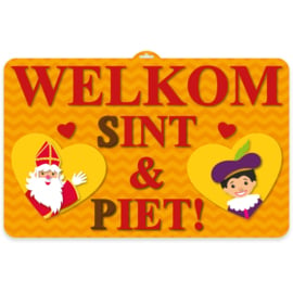 Welkom Sint en Piet deurbord 58x37cm