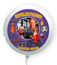 Lekker man Gefeliciteerd folie ballon XL met eigen foto 58cm