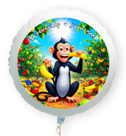 Beterschap aap met fruit is gezond  folie ballon XL met eigen naam 58cm
