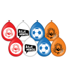 WK Oranje Loeki ballonnen rood wit blauw 8st 30cm
