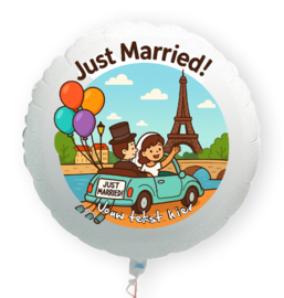 Just Married in Parijs folie ballon XL met eigen tekst 58cm