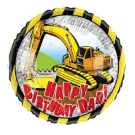 Verjaardag graafmachine heliumballon 45cm