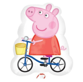 Peppa Pig op fiets folie ballon  48x58cm