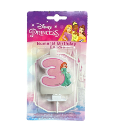 Disney prinsessen taartkaars cijfer drie 6cm